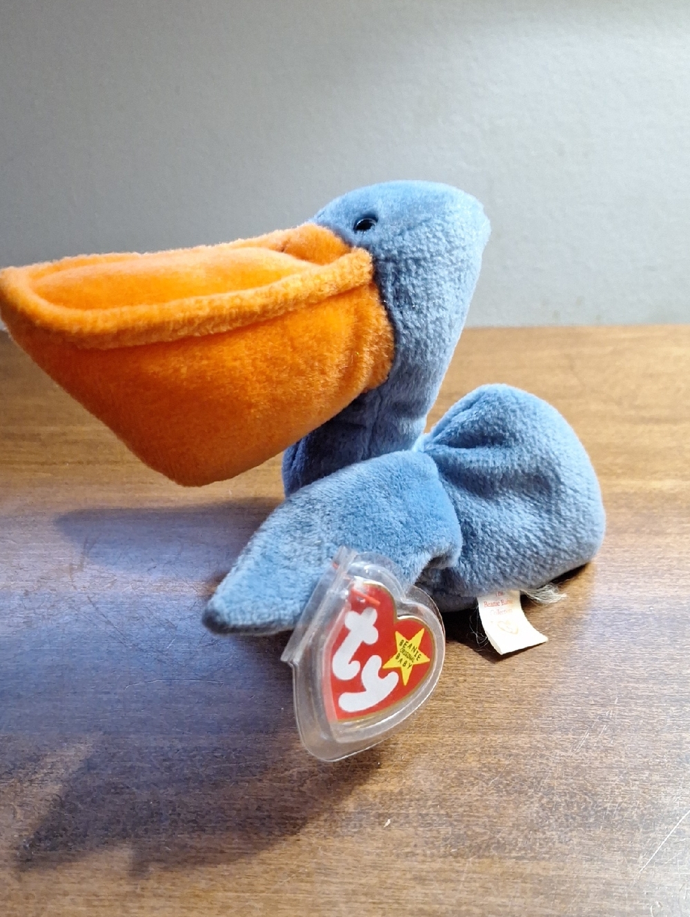 Ty Blue Pelican Plush with Orange Bill,  Regular Size Beanie Baby